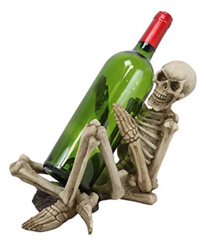 Ebros Gift Large Day of The Dead Grinning Horny Skeleton Humping Wine Bottle Holder Statue 10.25' Long As Halloween Macabre Ossuary Accent Decor Skulls and Skeletons Collection