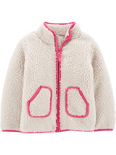 Simple Joys by Carter's Baby Toddler Girls' Hooded Sherpa Jacket, Pink/Beige, 4T