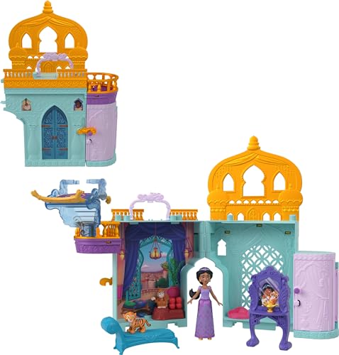 Mattel Disney Princess Toys, Jasmine Doll House Stackable Castle with 1 Small Doll, 2 Character Friends & 7 Accessories, Inspired by the Movie Aladdin