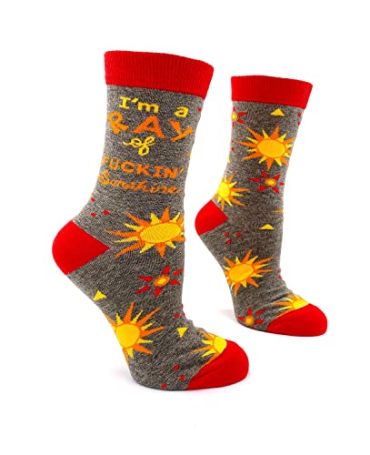 Fabdaz I'm a Ray of F-ckin' Sunshine Funny Words Novelty Crew Socks for Women