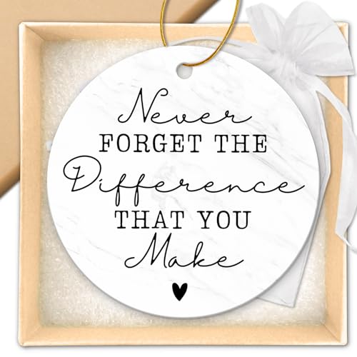 ZAGKOO Thank You Gifts - Never Forget The Difference You Make Ceramic Ornament Keepsake Appreciation Gifts for Coworker, Boss, Employee, Teacher, Nurse Women Christmas Ideas Farewell Goodbye Leaving