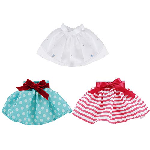 E-TING 3 Pcs Santa Clothing Dress for elf Doll Christmas Accessories (White Skirt + Green Polka Dot Skirt + Red-White Striped Skirt)