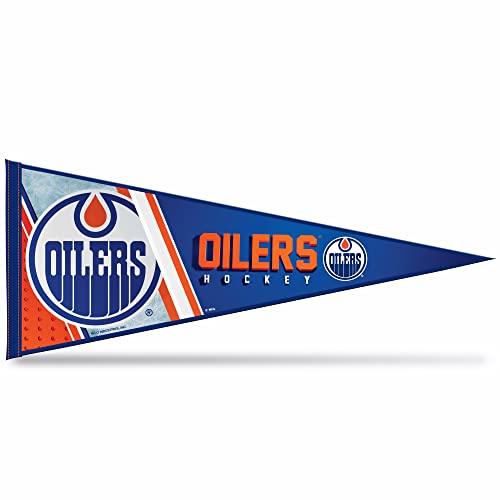 Rico Industries NHL Hockey Edmonton Oilers Primary 12' x 30' Felt Wall Décor Pennant - Great for Home/Bed Room/Man Cave Décor