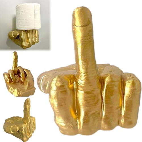 Middle Finger Toilet Paper Holder, Ultimate Symbol of Defiance!! Fun 3D Printing Wall Mount Middle Finger TP Holder, Bathroom Statue Toilet Tissue Roll Paper Storage Holder, Gag Home Decor Gift (01)