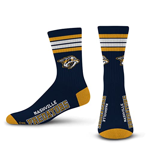 For Bare Feet NHL Nashville Predators 4 Stripe Deuce Crew Sock Team Color LARGE