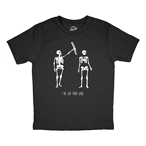 Youth Ive Got Your Back T Shirt Funny Halloween Skeleton Spine Joke Tee for Kids Funny T Shirts Halloween T Shirt for Kids Funny Sarcastic T Shirt Novelty Black - XL