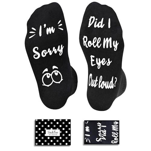 sockfun Funny Sayings Socks Silly Sarcastic Gag Socks Weird Eye Socks Women, White Elephant Gifts Men Adult