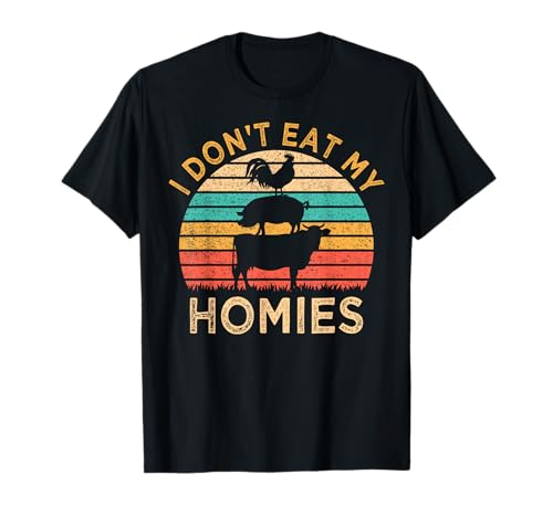 Vegetarian I Don't Eat My Homies Funny Vegan Retro T-Shirt