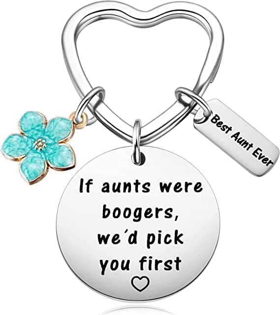 Keychain Aunt Birthday Present from Niece Nephew Funny Aunts were Boogers -Best Aunt Ever, If aunts were boogers,we'd pick you first,Large