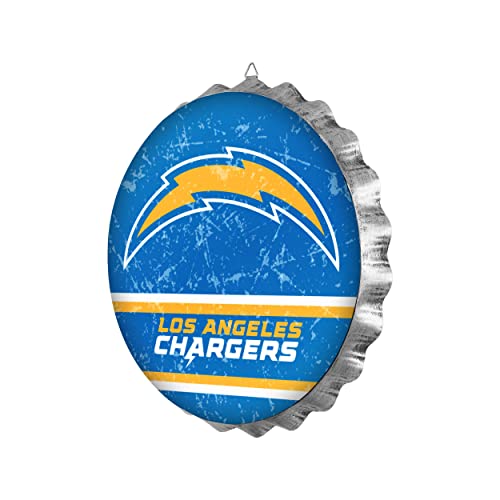 Los Angeles Chargers 13” Jumbo Metal Distressed Bottle Cap Wall Sign – Limited Edition FOCO Chargers Sign – Represent the NFL and Show Your Spirit with Licensed Football Fan Gear