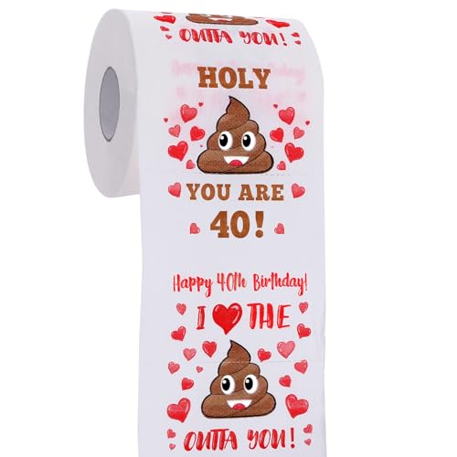 40th Birthday Gifts for Women, Men, Her, Him - Happy Prank Toilet Paper - 40th Birthday Decorations, Party Supplies Favors - 40 Years Old Funny Gag Gift Ideas, Novelty Bday Present for Friends, Family