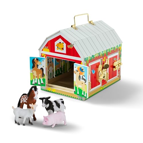 Melissa & Doug Latches Barn Toy - Sensory Activity, Doors And Locks Toy, Farm Animals Learning Toy For Kids Ages 3+