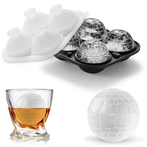 ACOOKEE 3D Death Star Wars Ice Cube Molds, Star Wars Gifts for Men, Fun Shapes Large Whiskey Ice Cube Mold for Cocktails, Bourbon