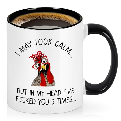 Cabtnca Funny Gifts for Men Women, Funny Mug, Chicken Gifts for Chicken Lovers Women, Unique Christmas Birthday Gifts for Chicken Lovers, Funny Coffee Mug, Rooster Gifts for Friend Coworker, 11 Oz