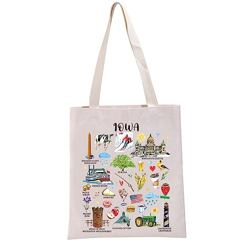 G2TUP Iowa State Souvenirs Gift Iowa Travel Tote Bag Iowa Home Handbag Iowa Tourism Gift Iowa Vacation Gift (Iowa Travel TB)