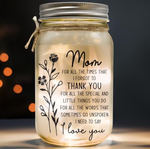 Macorner Mason Jar Night Light Mothers Day Gifts for Mom from Daughter, Son, Kids - Birthday Gifts for Mom, Mama - Sentimental Best Mom Gifts - Home Decoration Night