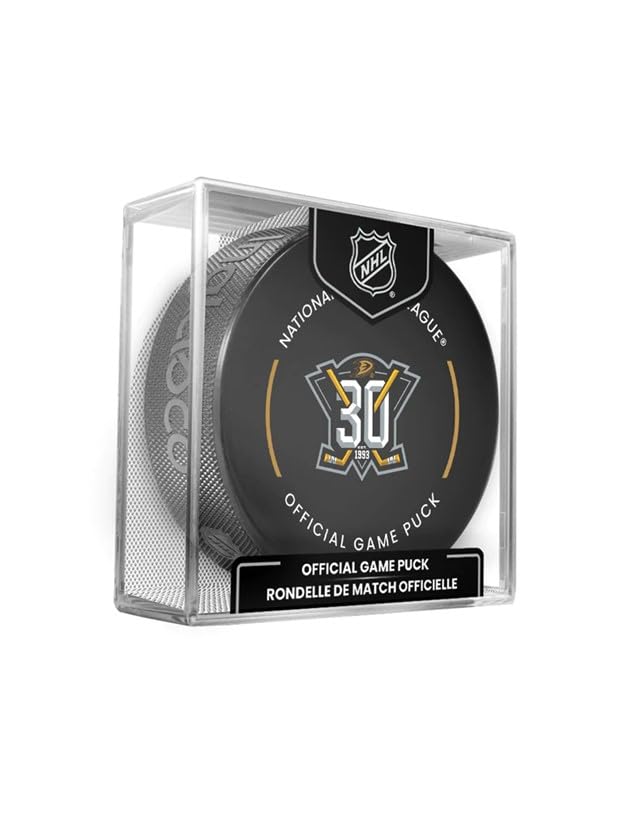 Ducks Official Game Hockey Puck with Holder