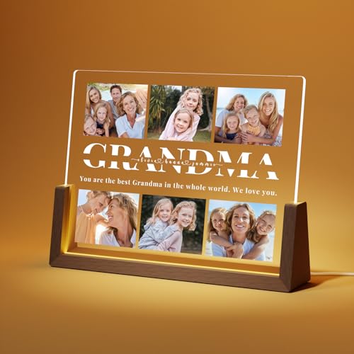 LUCKOR Personalized Grandma Gifts for Christmas, Mothers Day Gifts for Grandma, Custom Walnut Picture Frame Gifts Ideas, Customized Grandma Birthday Gifts, Best Grandma Gifts