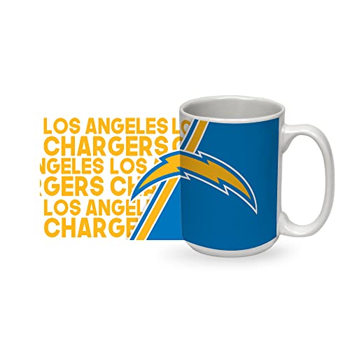 Rico Industries NFL Football Los Angeles Chargers 15 oz White Ceramic Coffee Mug