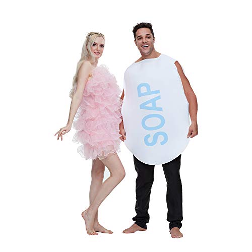 EraSpooky Couples Soap and Loofah Costume Adult Funny Halloween Party Couple Costumes Set