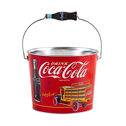 Coca-Cola Large Beverage Bucket with Coke Bottle Handle, Red (773317-12)