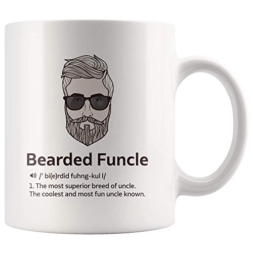 Panvola Bearded Funcle Definition Mug Uncle From Niece Nephew Brother Sister Father's Day Funny Ceramic Coffee Cup 11 oz White