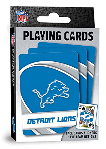 MasterPieces - NFL Playing Cards, Officially Licensed Detroit Lions Football Deck, Family Games for Adults and Kids, Standard Index