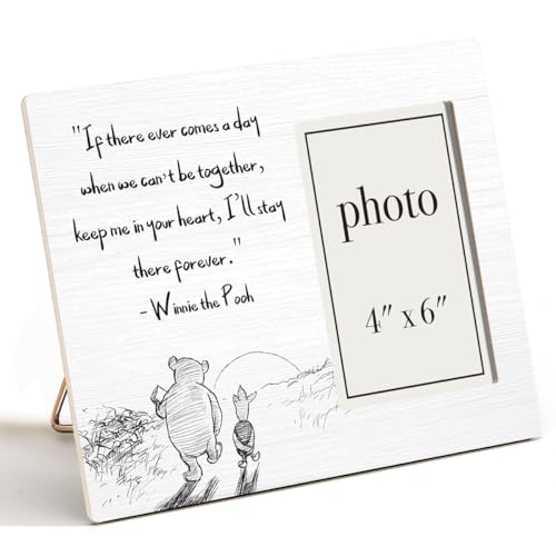 AKFVNSFK Pooh Bear Quote Picture Frame, Farewell Gifts for Women Men Best Friend, Memorial Gifts, Keep Me in Your Heart Photo Frame for 4 x 6 Inch Photo