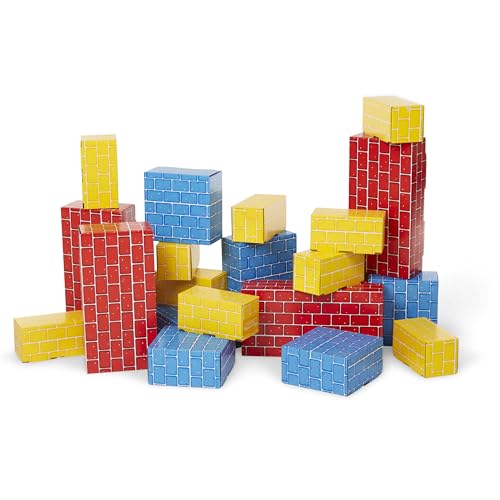 Melissa & Doug Jumbo Extra-Thick Cardboard Building Blocks - 40 Blocks in 3 Sizes, Cardboard Pretend Brick For Building