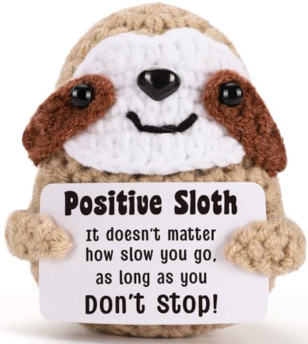 MBL Inspirational Positive Crochet Sloth - Handmade Little Reminders Emotional Uplifting Support Mental Health Knitted Sloth for Women College Student Birthday Graduation Christmas Stocking Stuffers