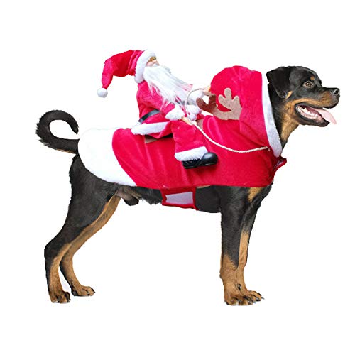 BWOGUE Santa Dog Costume Christmas Costume for Dogs, Adjustable Size, Breathable Material, Great Gift for Small Medium Large Dogs, Running Santa Claus Pet Apparel