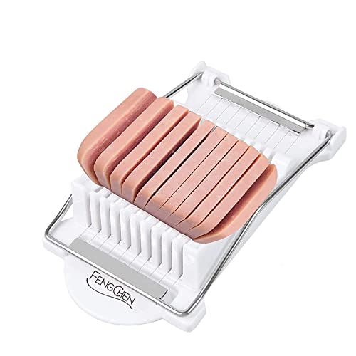 Egg slicer Luncheon Meat Slicer,Egg slicer for hard boiled eggs FENGCHEN Spam slicer With 10 Singing Cutting Wires in Stainless Steel