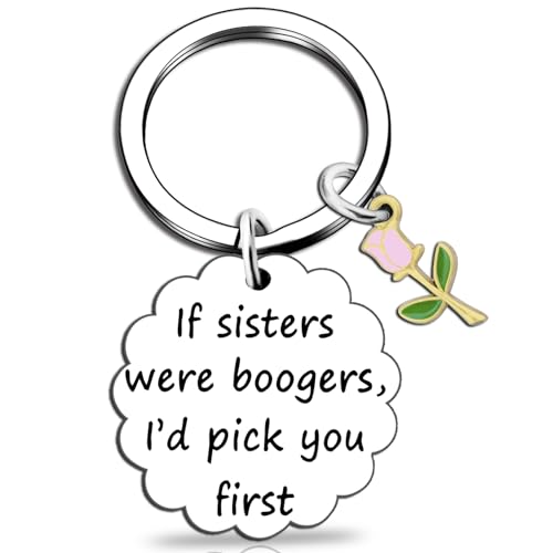 OEHEDOU Funny Gifts For Sister Birthday Gifts For Sister From Sisters Adult Sisters Gifts From Sister Birthday Gift Ideas Funny Sister Keychain Flower Gifts For Sister Friends Besties Women