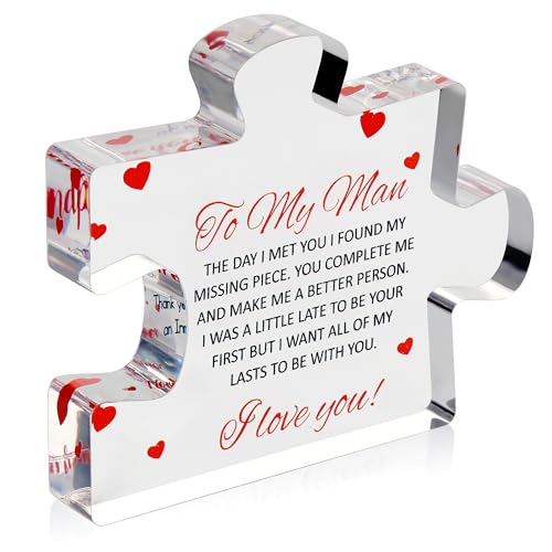 Valentines Day Gifts for him - Engraved Acrylic Block Puzzle - Gifts for Him - Anniversary Present for Husband - Fiance Birthday Gifts, Valentines Day Gifts for Boyfriend - Cool Wedding Couple Gifts