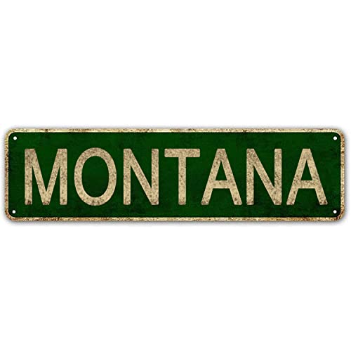 LINStore Montana Sign, America State Name Vintage Metal Tin Sign, Wall Decor for Office/Home/Classroom - Best Decor Gift Ideas for Women Men Friends 4x16 Inches