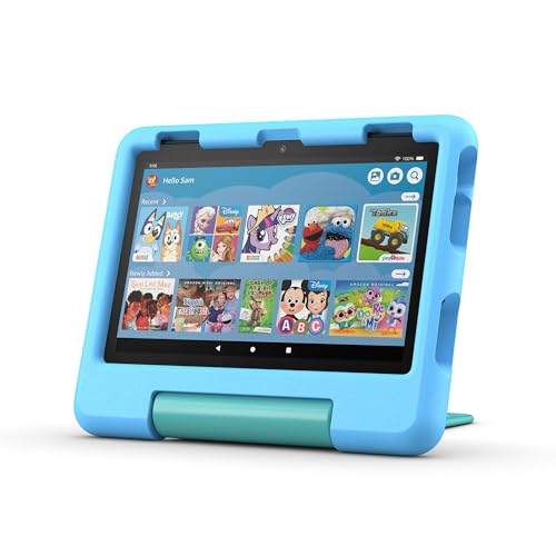 New Amazon Fire HD 8 Kids tablet, ages 3-7 | 3GB memory, ad-free content with parental controls included, 13-hr battery, 32GB, Blue, (2024 release)