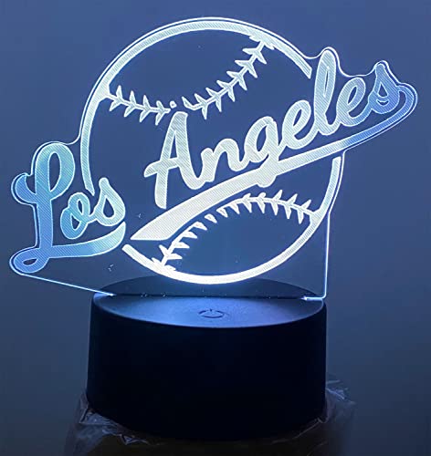 CLORURBANLIVE 3D Baseball Los Angeles Night Light 3D Illusion Lamp for Boys Gift 16 Changing Color Remote Control Kids Room Ball Decor Lighting (Los Angeles Multicoloured)