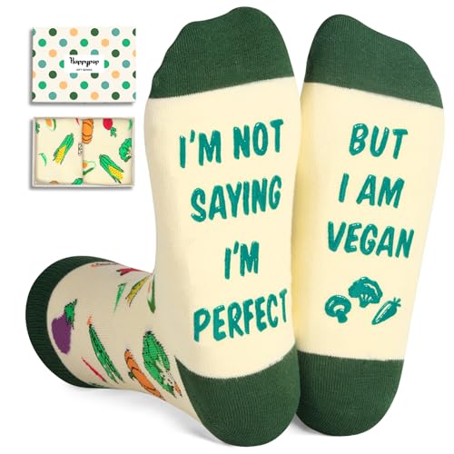 HAPPYPOP Funny Vegan Gifts Ideas for Women Vegetarian Gifts Men, Vegan Socks Vegetable Socks For Her