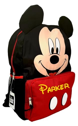 Disney Personalized Backpack - Mickey Mouse Backpack for Kids - Officially Licensed - Mickey Mouse Ears and Face (Personalized Mickey Mouse)