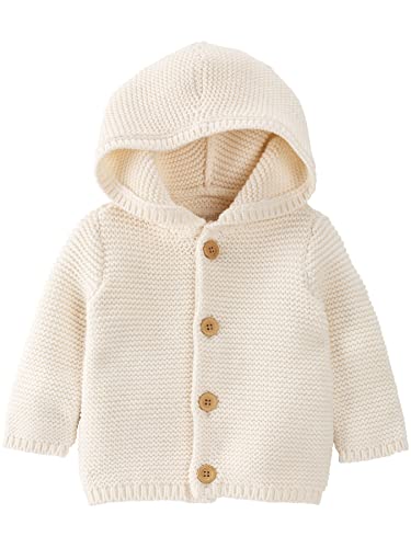 little planet by carter's unisex-baby Organic Cotton Signature Stitch Cardigan, Cream, 2T