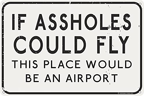 If Assholes Could Fly This Place Would Be An Airport 12' x 8' Funny Tin Sign Man Cave Garage Home Bar Decor