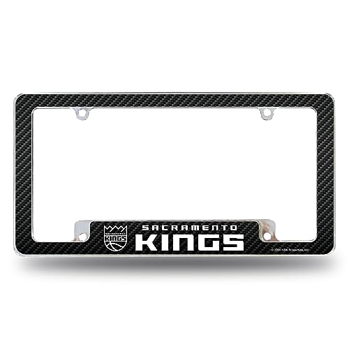 Rico Industries NBA Sacramento Kings Carbon Fiber 12' x 6' Chrome All Over Automotive License Plate Frame for Car/Truck/SUV