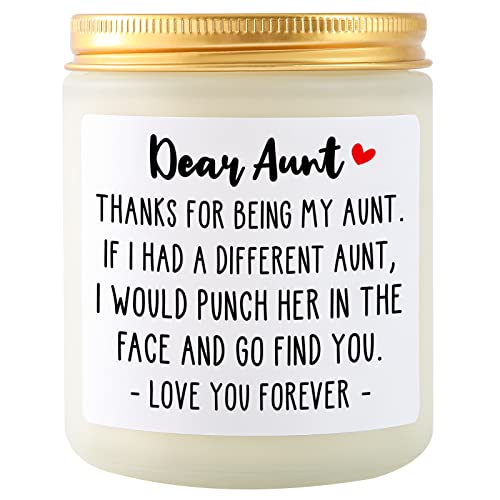 Aunt Gifts from Niece/Nephew, Happy Birthday Gifts for Aunt, Best Aunt Ever Gifts, Funny Thanksgiving Mothers Day Christmas Gifts for Aunt Aunty Auntie, Aunt Candles (Lavender Scented)