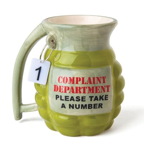 BigMouth Inc Complaint Department Grenade Coffee Mug - 'Take a Number' - Funny Gag Gift for Office, Coworker, Teacher - Ceramic, 16 Ounces