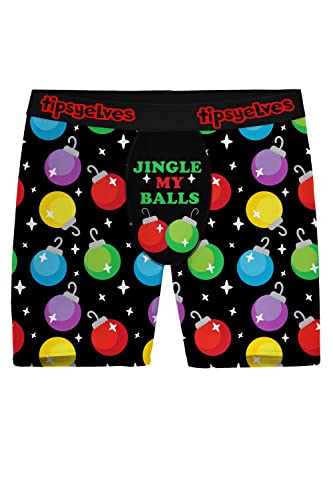 Tipsy Elves Funny Holiday Themed Boxer Briefs Size for Men - Jingle My Balls Underwear Size Medium