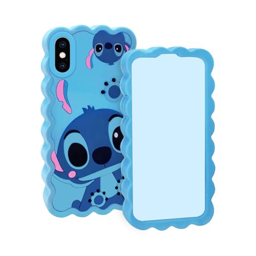 Compatible with iPhone X/XS Cases, Cute 3D Silicone Cartoon Cool iPhone X/XS Case, Shockproof Anti-Crack Full Protective Funny Fun Shell Cover for Kids Boys Girls Teens Women Men Blue