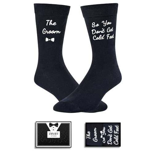 Zmart Groom Gifts from Bride Groom to be Gifts, Groom Socks for Wedding Day Cold Feet Socks for Groom Black