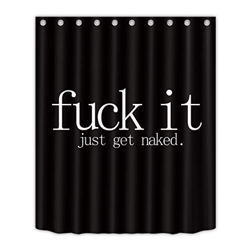 LB Fuck IT Get Naked Shower Curtain Black and White Funny Shower Curtains for Bathroom Decor Waterproof Polyester Fabric 60x72 inch Bathroom Set with Hooks