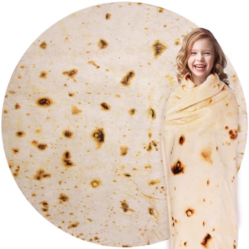 Jorbest Burritos Tortilla Wrap Blanket Adult Kids and Baby Size Birthday Gifts, Double Sided Food Throw Blanket Funny Gifts for Women Men Teen, 285 GSM Soft Flannel Taco Blanket (Yellow, 60 inches)