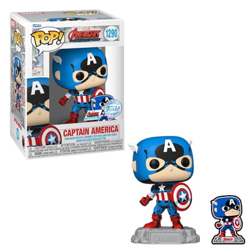 Funko Pop! & Pin: The Avengers: Earth's Mightiest Heroes - 60th Anniversary, Captain America with Pin, Amazon Exclusive